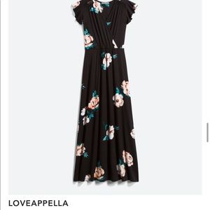 Loveapella, Size Small, black floral print maxi